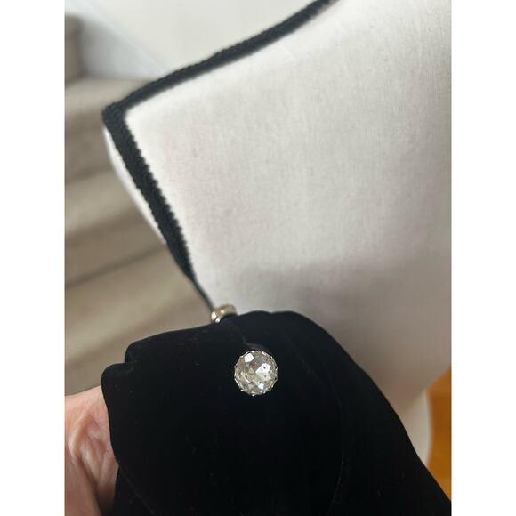 Vintage Adrianna Papell Black Crushed Velvet Rhinestone Button Sheath Dress - Picture 6 of 7